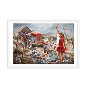 Two dogs and a tractor | Paper Prints