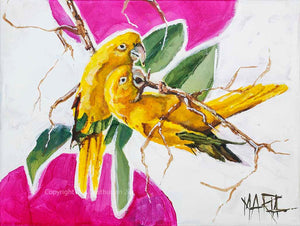 Golden Parrots | Paper Prints