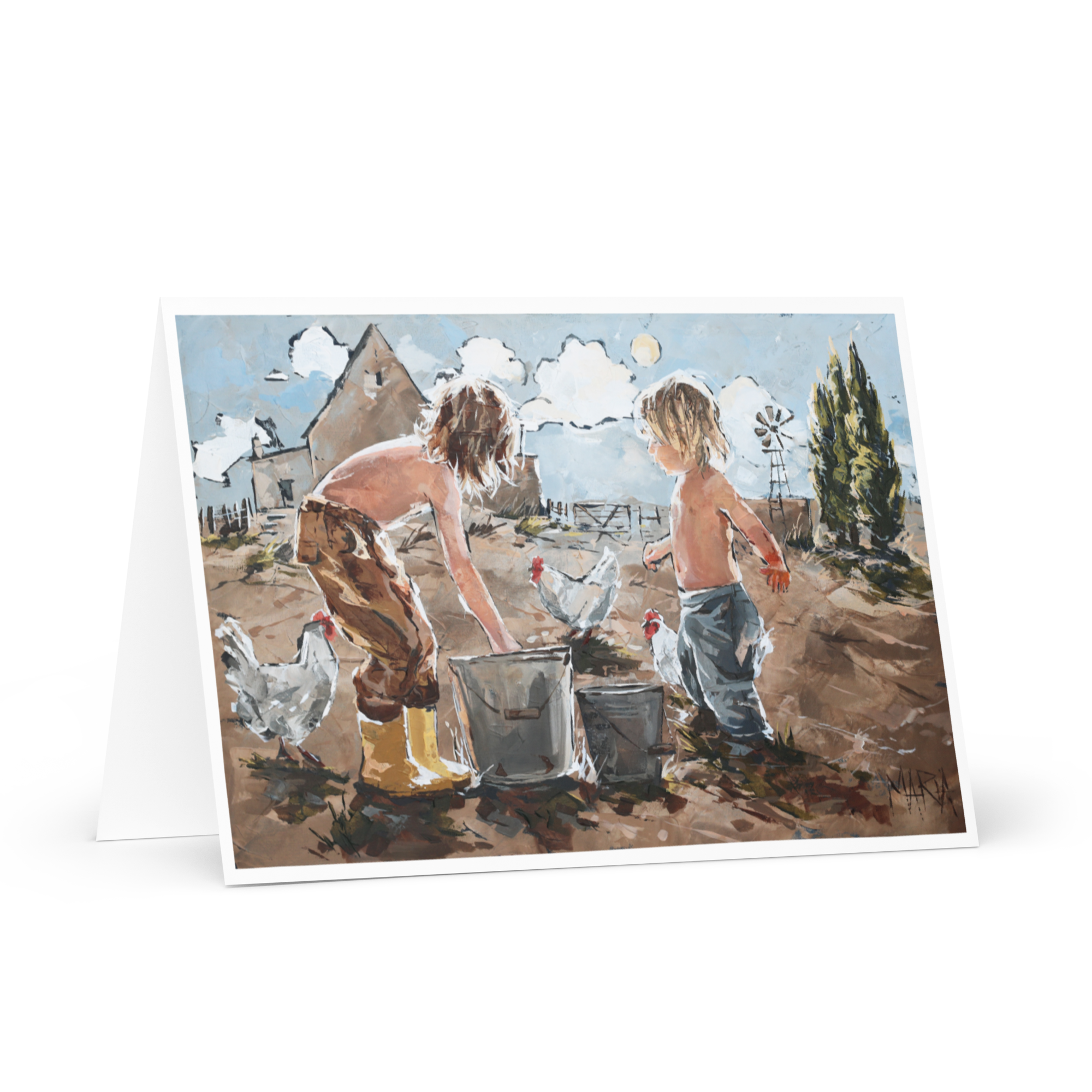 Yellow boots on the farm | Greeting Card