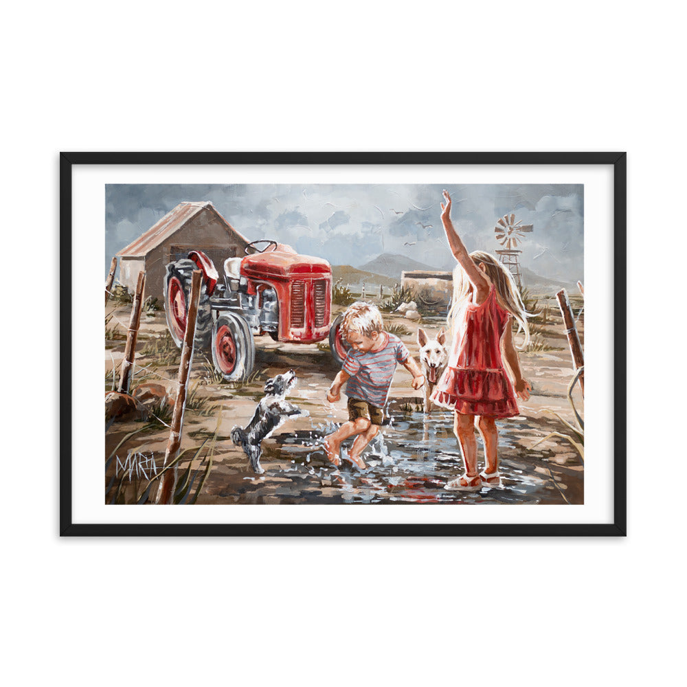 Two dogs and a tractor | Paper Prints