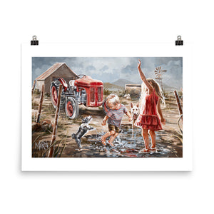 Two dogs and a tractor | Paper Prints