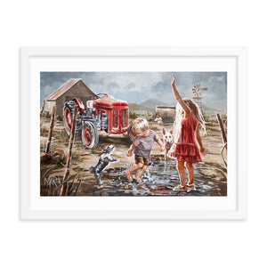 Two dogs and a tractor | Paper Prints