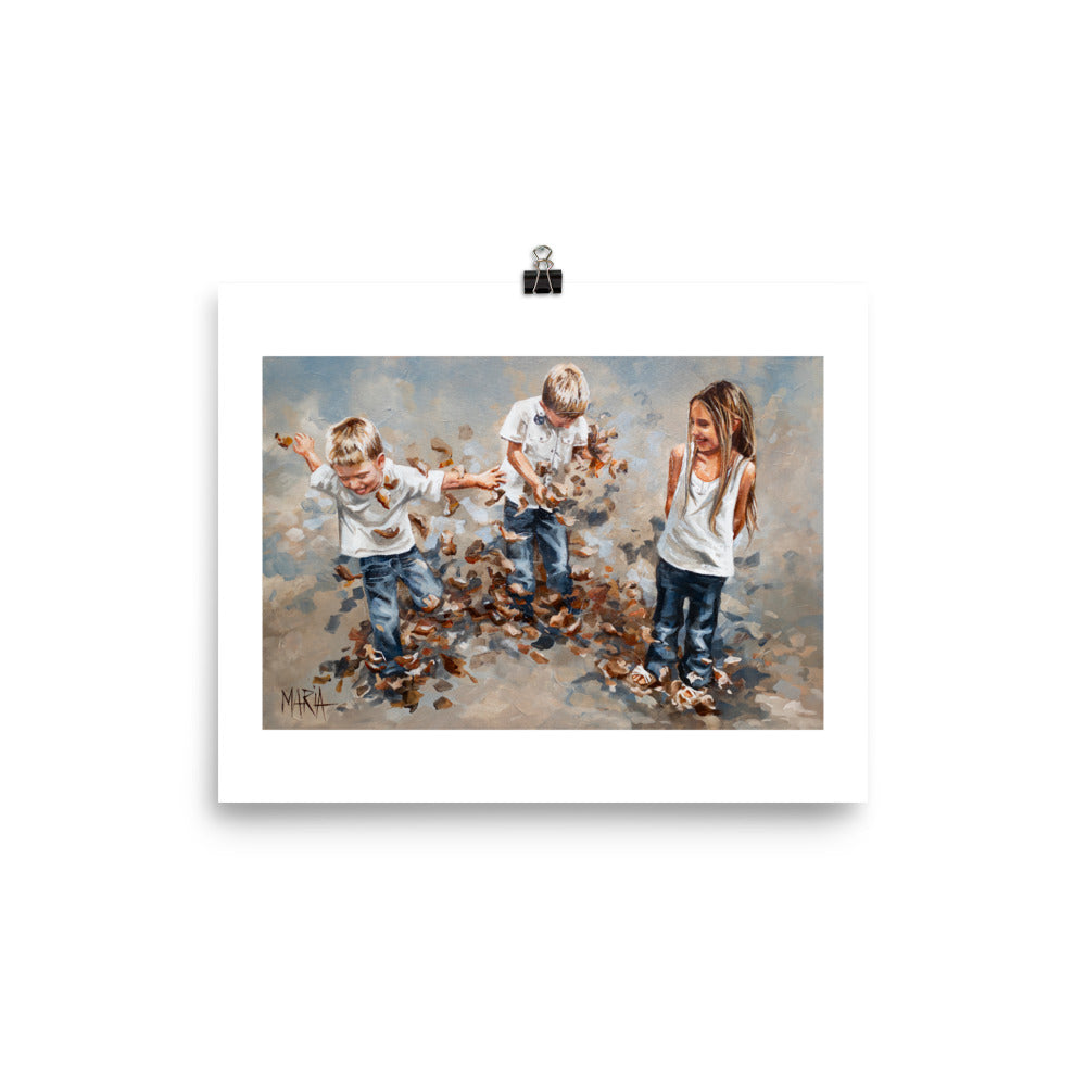 Brothers and leaves | Paper Prints