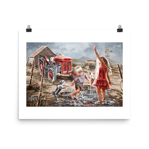 Two dogs and a tractor | Paper Prints