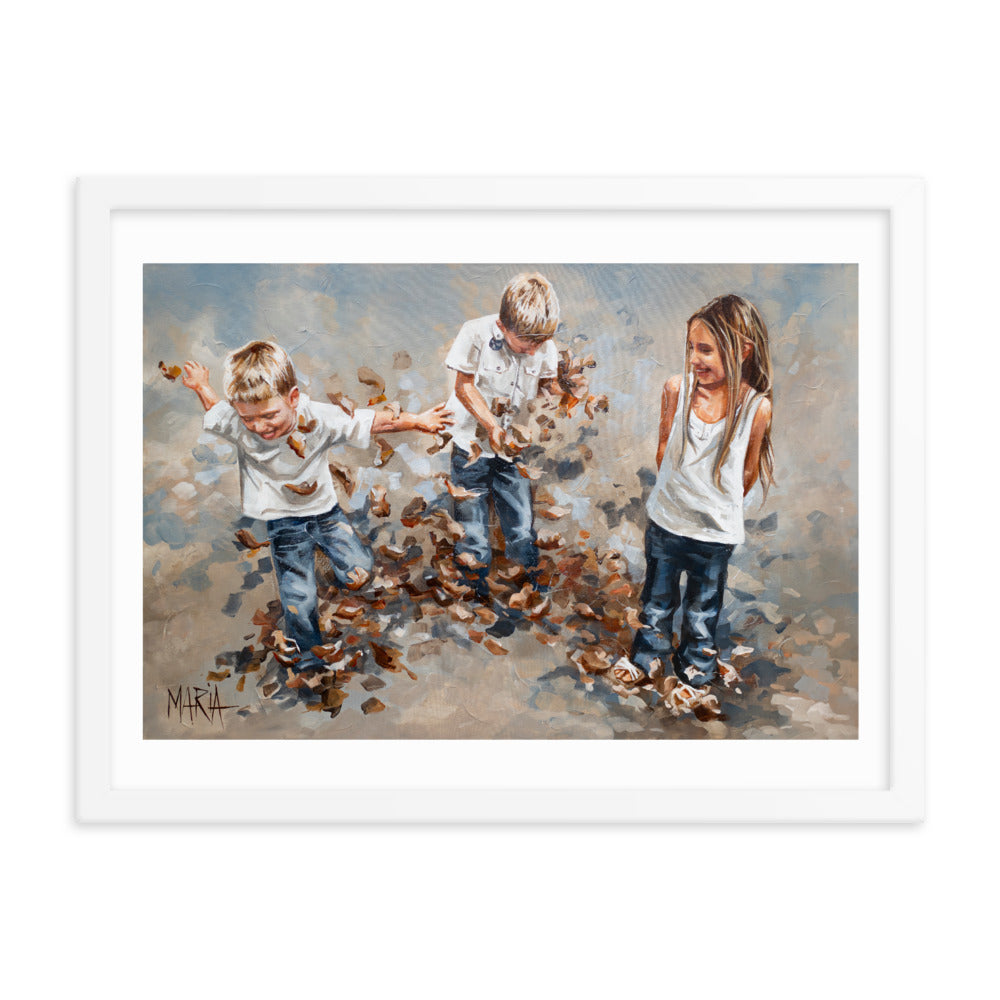 Brothers and leaves | Paper Prints